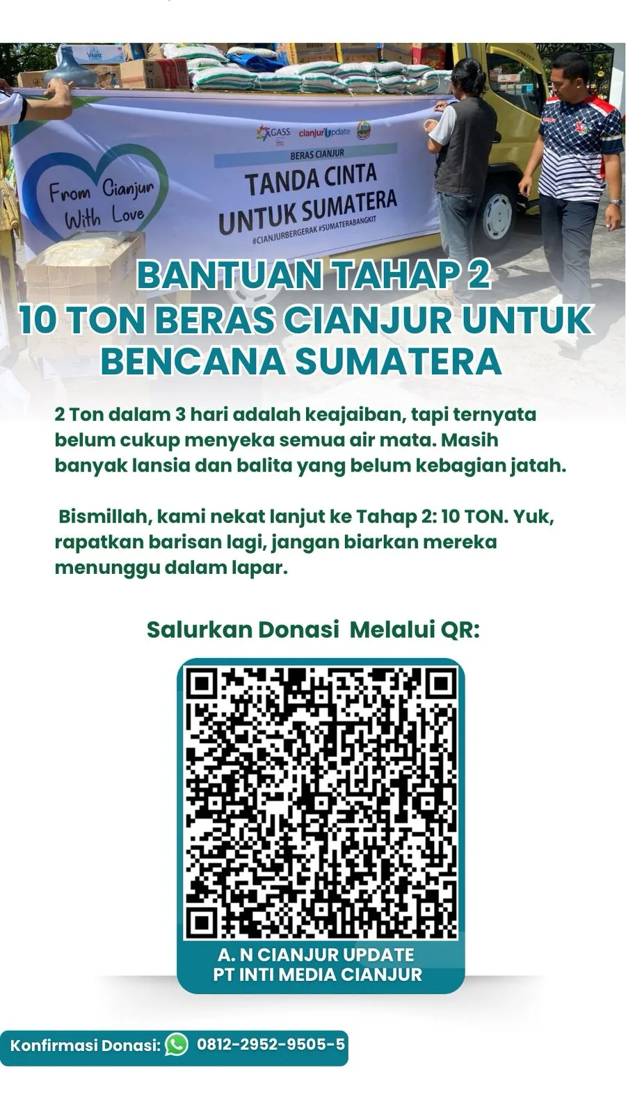 Donasi Beras Cianjur untuk bencana Sumatera