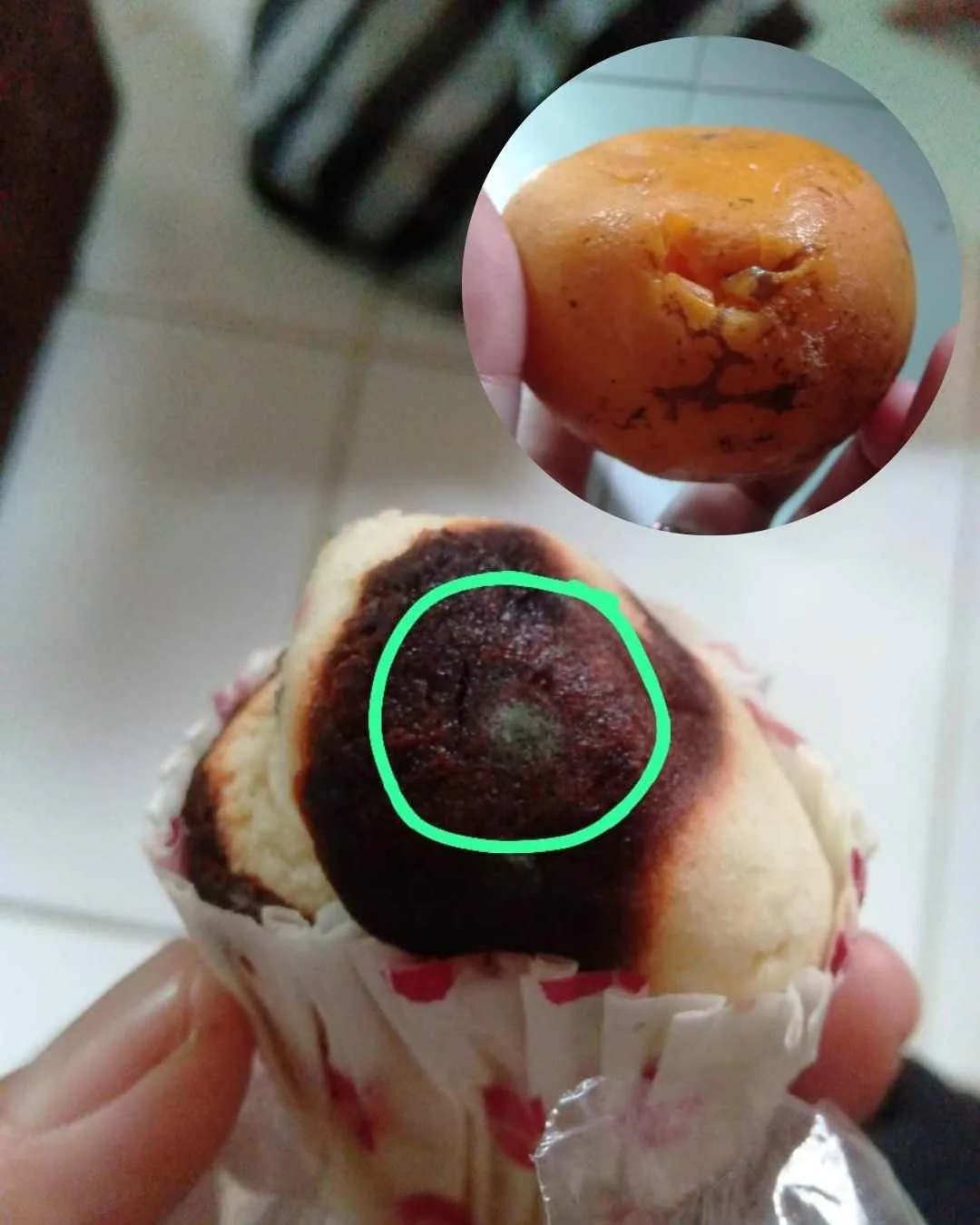 Potret bolu berjamur dan buah busuk yang ditemukan dalam paket MBG di wilayah Cugenang. Temuan ini memicu protes wali murid terkait pengawasan mutu makanan siswa. (Foto: Istimewa)