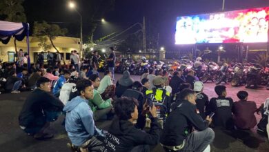 Petugas Polres Cianjur melakukan razia besar-besaran pasca perayaan kemenangan Persib Bandung, Sabtu malam (23/5/2026). Foto: Istimewa