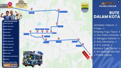 Polres Cianjur resmi merilis rute konvoi “Mapag Jawara” untuk menyambut dua pemain Persib Bandung asal Cianjur, Kakang Rudianto dan Robi Darwis, Selasa (26/5/2026). Foto: Istimewa